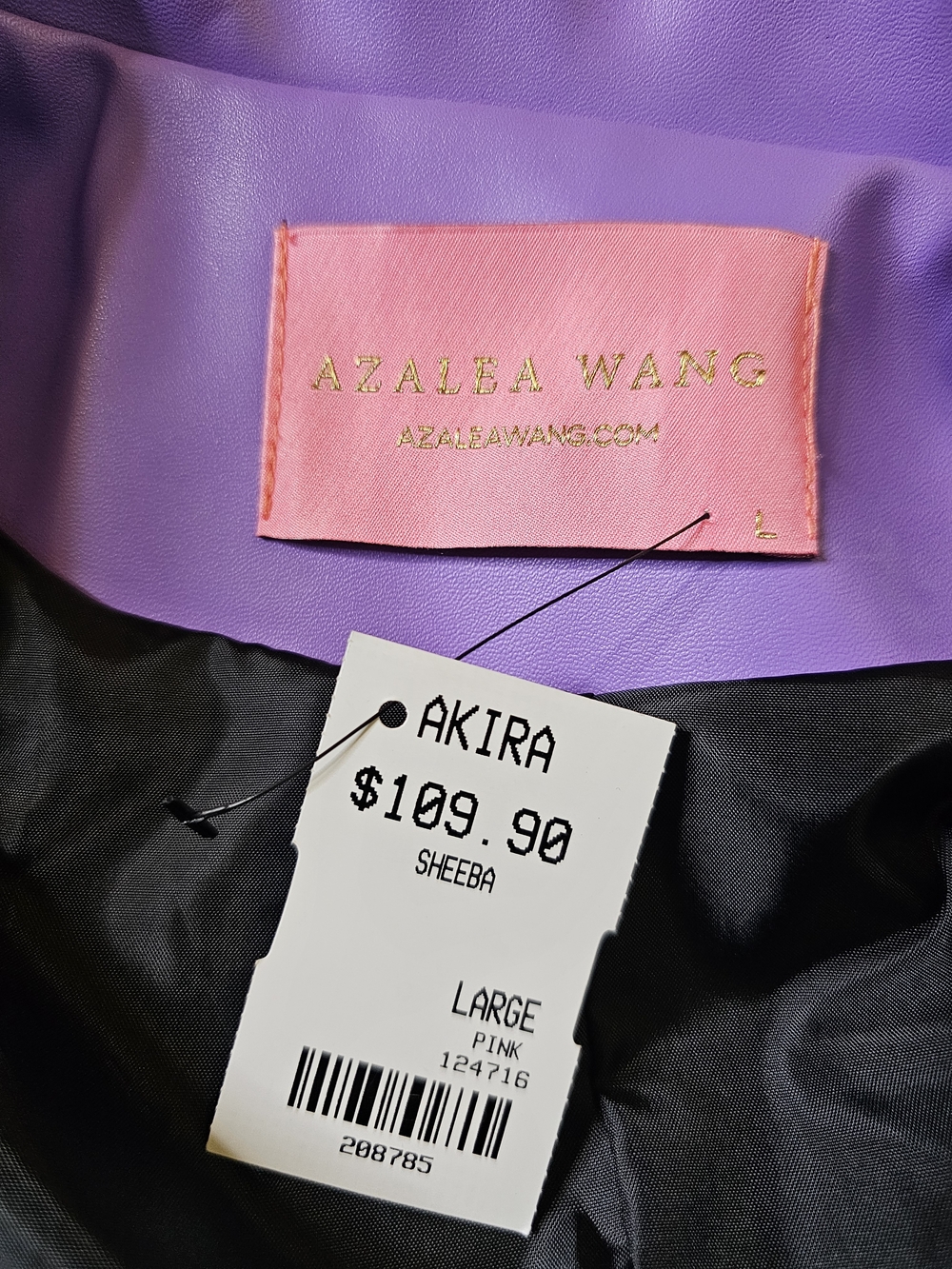 Azalea Wang Studded Colorblock Faux Leather Biker Jacket Pink, Lavender & Black - Picture 5 of 5